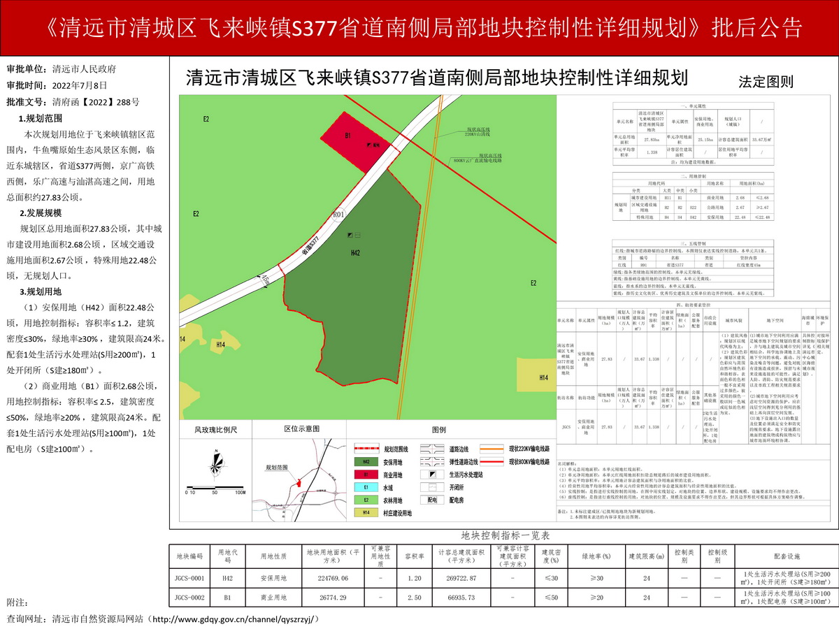 《清遠(yuǎn)市清城區(qū)飛來(lái)峽鎮(zhèn)S377省道南側(cè)局部地塊控制性詳細(xì)規(guī)劃》批后公告--s.jpg