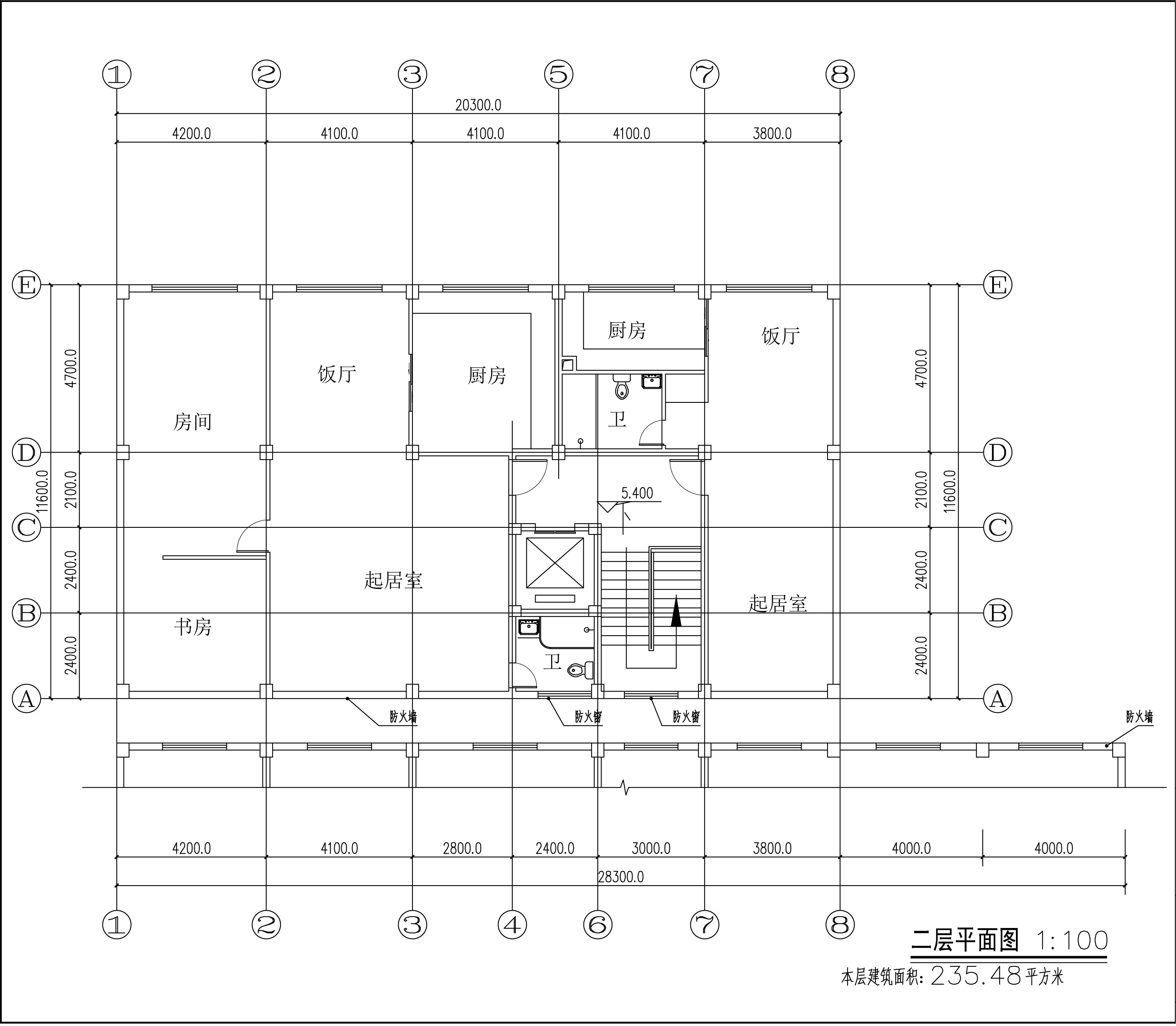 馮宅住宅樓項(xiàng)目-t3-Model-二層平面圖.jpg